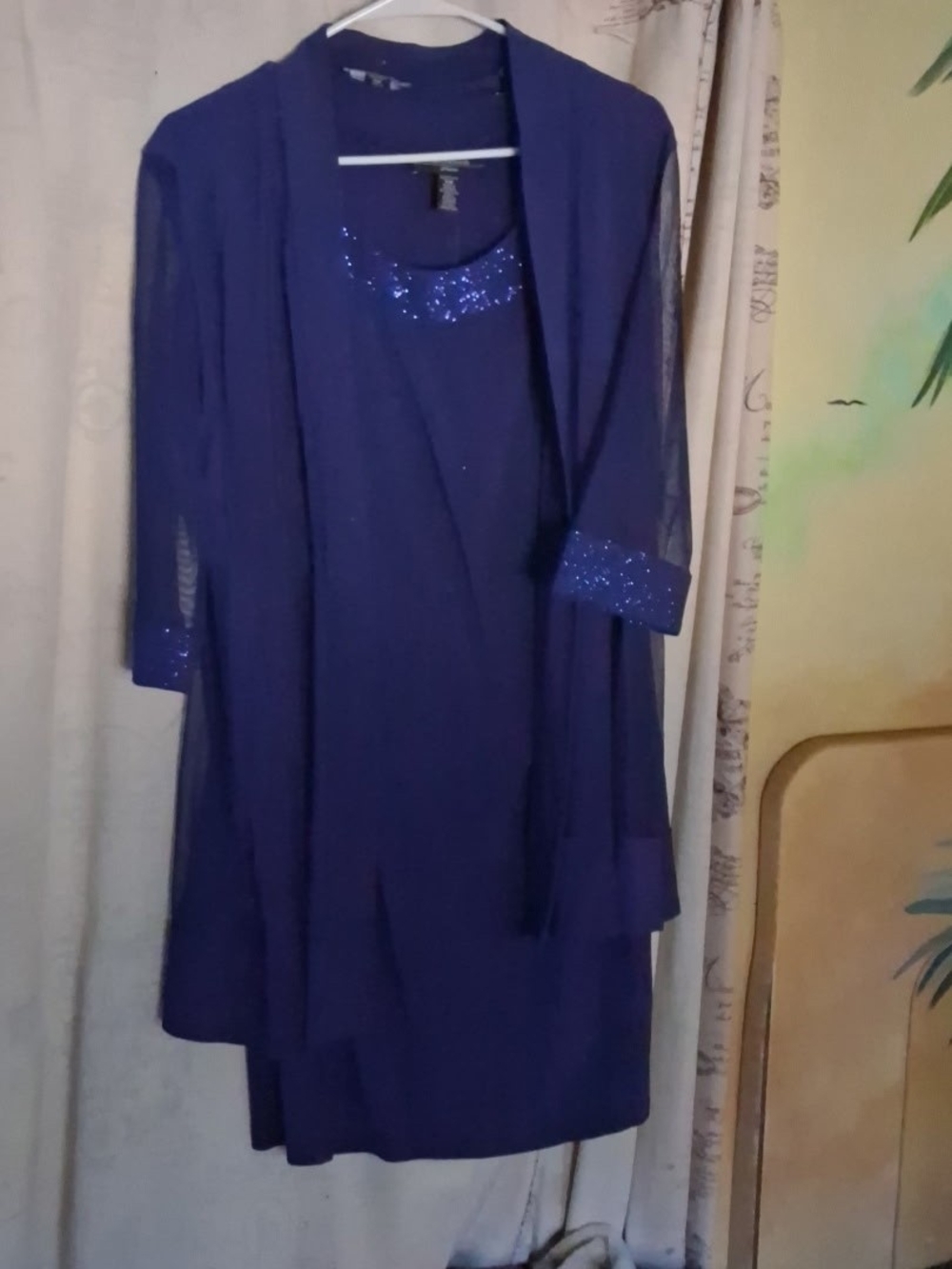 Women's Elegant Royal Blue Layered Dress Set